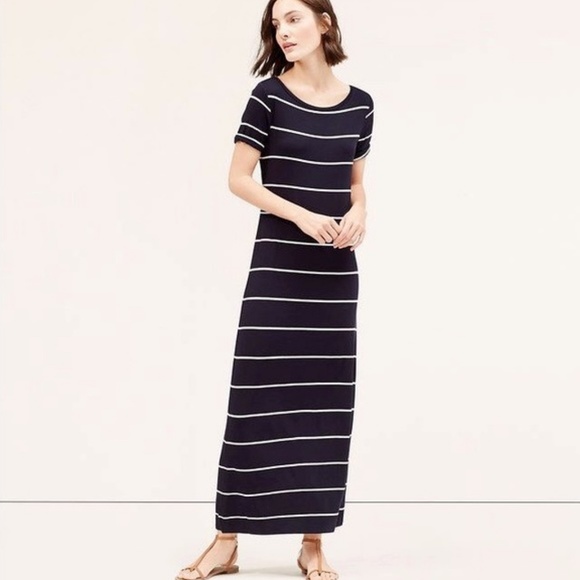 LOFT Dresses & Skirts - [LOFT] Boatneck Striped Maxi Dress